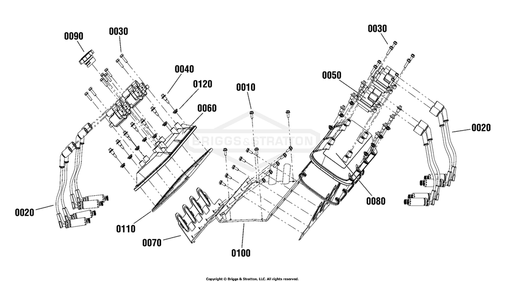 Engine Group - Engine Cover Diagram and Parts List for 080015-02  Briggs and Stratton Generator